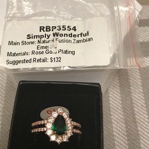 Natural fusion Zambian emerald ring size 10